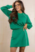 Contrast Piping Crewneck Pullover Mini Skirt Two Piece Dress